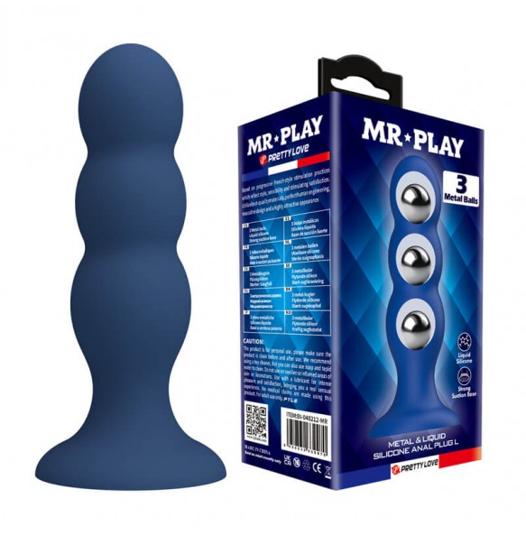 MR PLAY - 3 Metal Balls Silicone Anal Plug (L Size)